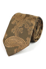 Paisley Hals Bronze Krawatte Geschenk-Set Einstecktuch Manschettenknöpfe Krawatte Floral Satin