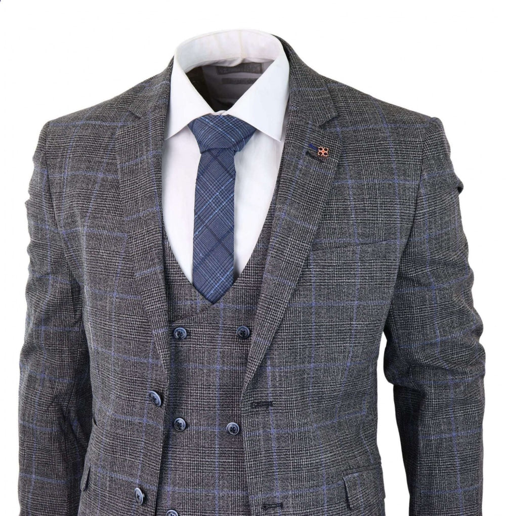 Cavani Power - Grey Glen Check 3 Piece Suit
