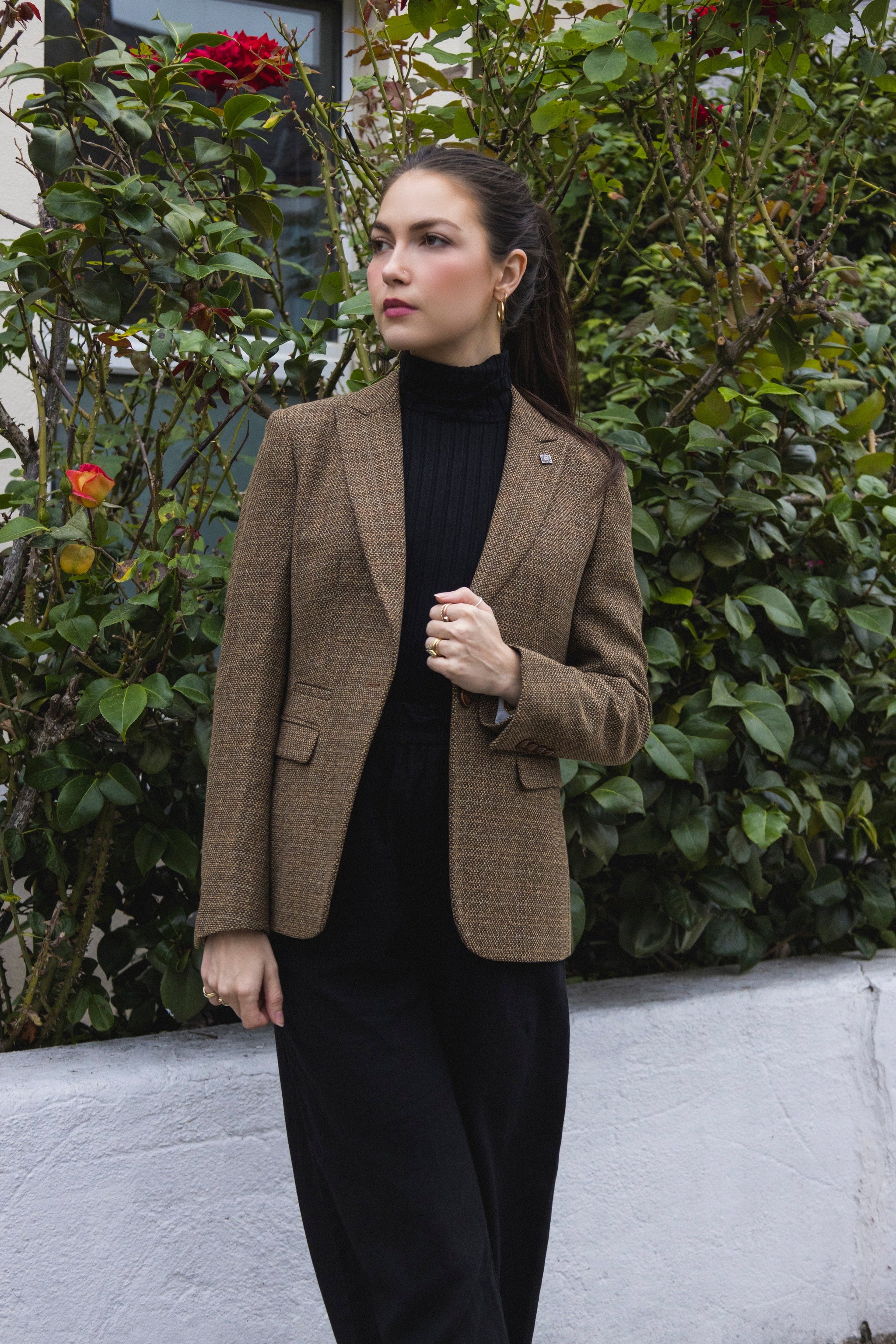 Ralph - Damenblazer aus braunem Tweed, taillierte Passform