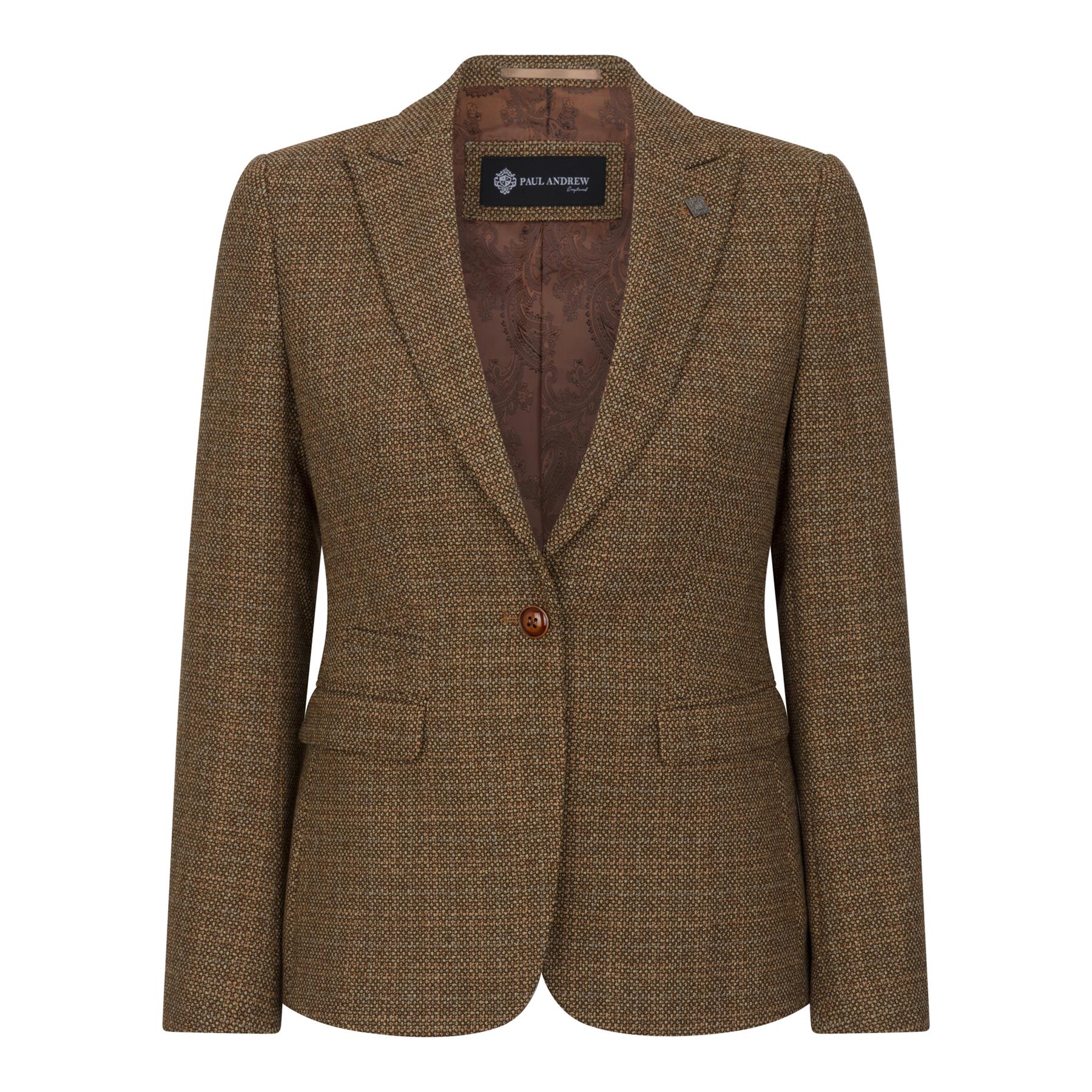 Ralph - Damenblazer aus braunem Tweed, taillierte Passform