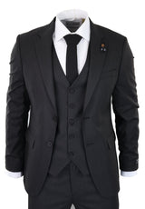Black Pinstripe 3 Piece Suit - RC20-02