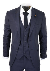 Navy-Blue Pinstripe 3 Piece Suit - RC20-31