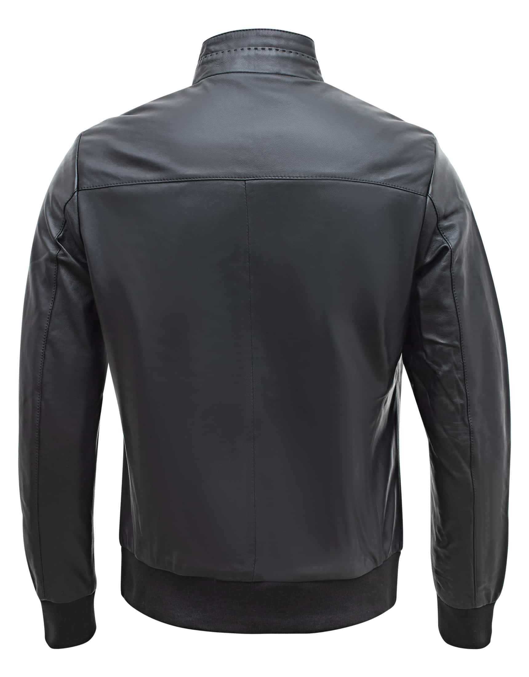 Real Lamb Leather Black Bomber Jacket for Men Regular Fit - B210