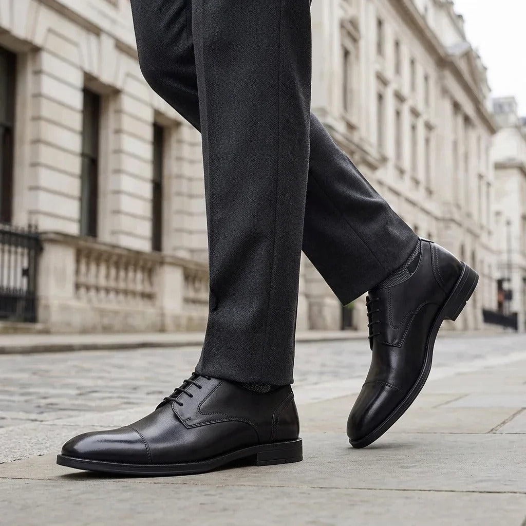 Regent - Schwarze Derby-Schuhe für Herren aus poliertem Leder