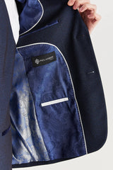 Regent – Herrenblazer in Marineblau mit Karomuster und taillierter Passform