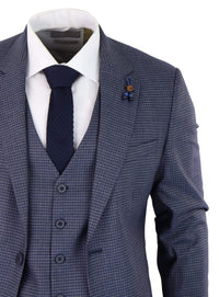 Blue-Grey Sheppard's Check 3 Piece Suit - RK20-11