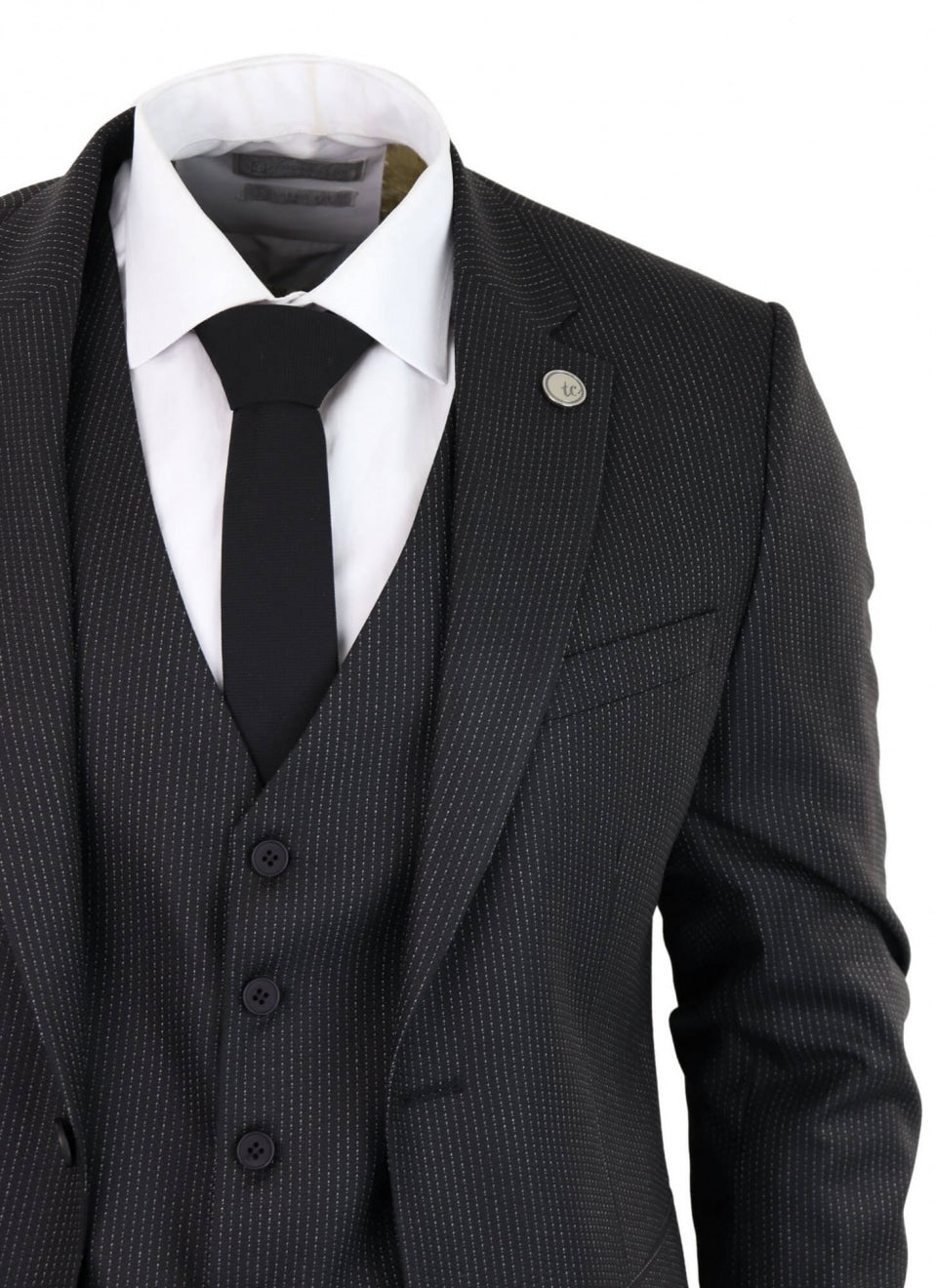 Black Pinstripe 3 Piece Suit - RK20-30