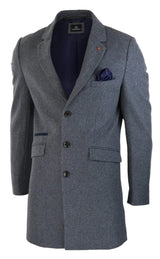 Cavani Mens Classic 3/4 Length Grey Overcoat