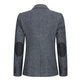 Womens Blazer Suit Wool Tweed Elbow Patch 1920s Vintage Classic Grey