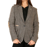 Damen-Blazer aus Fischgrät-Tweed, Eichenbraun, klassische Jacke