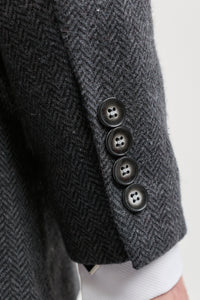 Anthrazitgrauer 3-teiliger Tweed-Anzug mit Fischgrätenmuster für Herren - STZ11