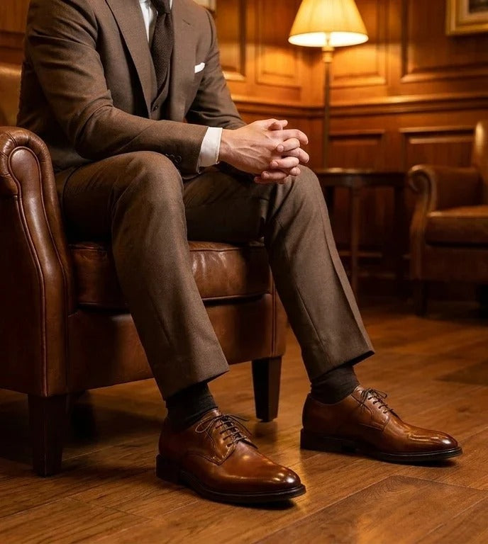 Taylor - Klassische Herren-Derby-Schnürschuhe aus braunem Leder