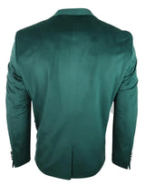 Mens Velvet Blazer Suit Jacket 2 Button Dinner Smart Casual Formal Tailored Fit - Green