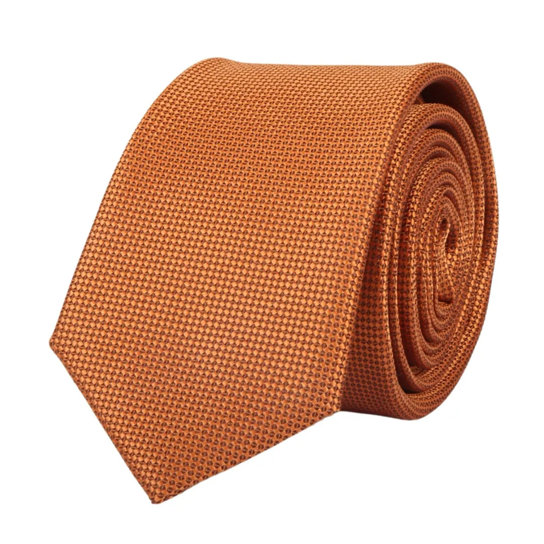 Men's Tie Pocket Sqaure Set Formal Solid Necktie - Rust