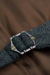 Thomas - Herrenweste aus olivgrünem Wollmischgewebe mit Fischgrätmuster