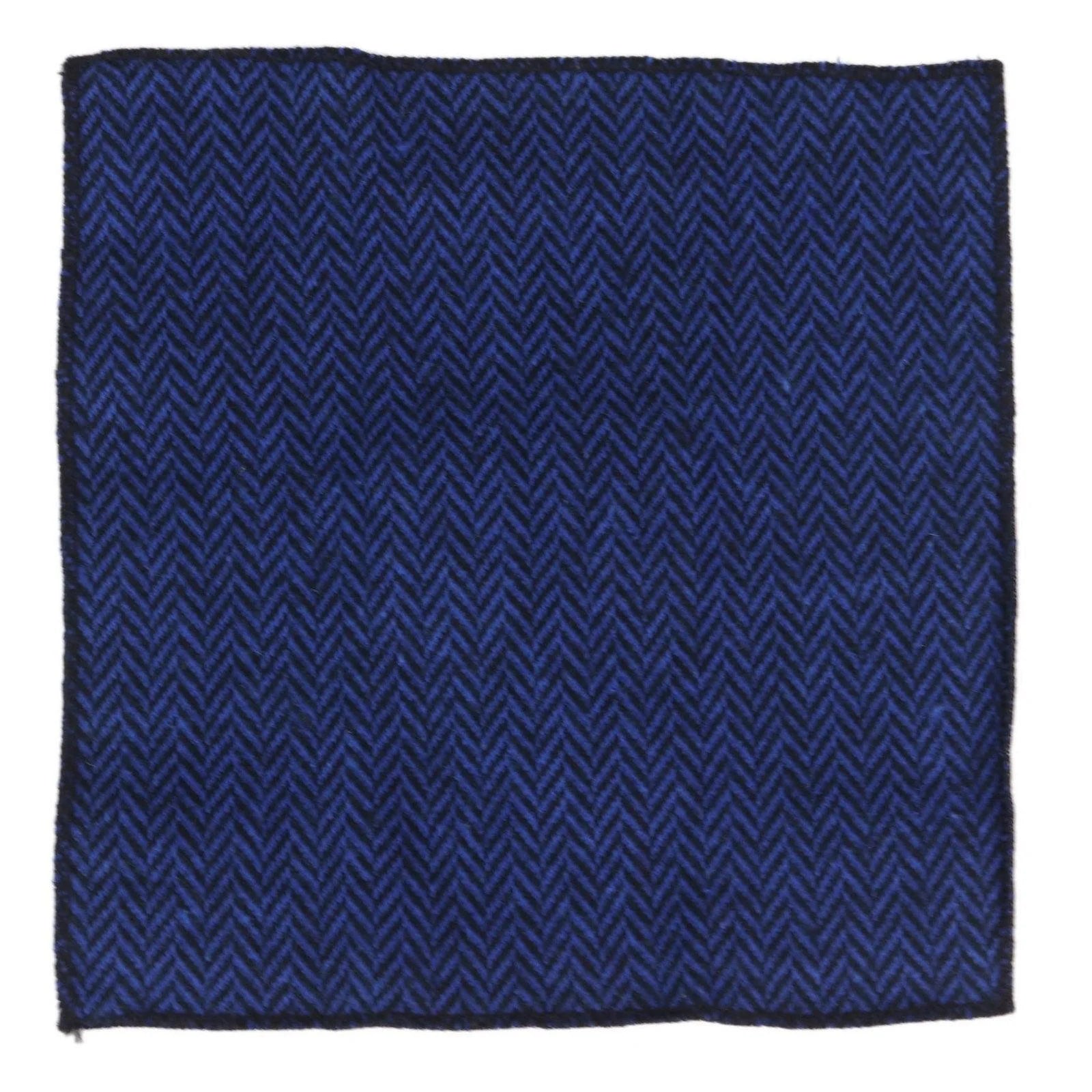 Men's Tweed Blue Tie Hankie Set Classic British Heritage Wool Herringbone