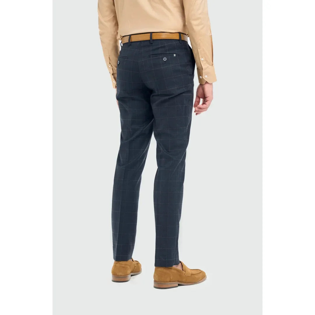 Torino - Herren-Anzughose mit marineblauem Karomuster