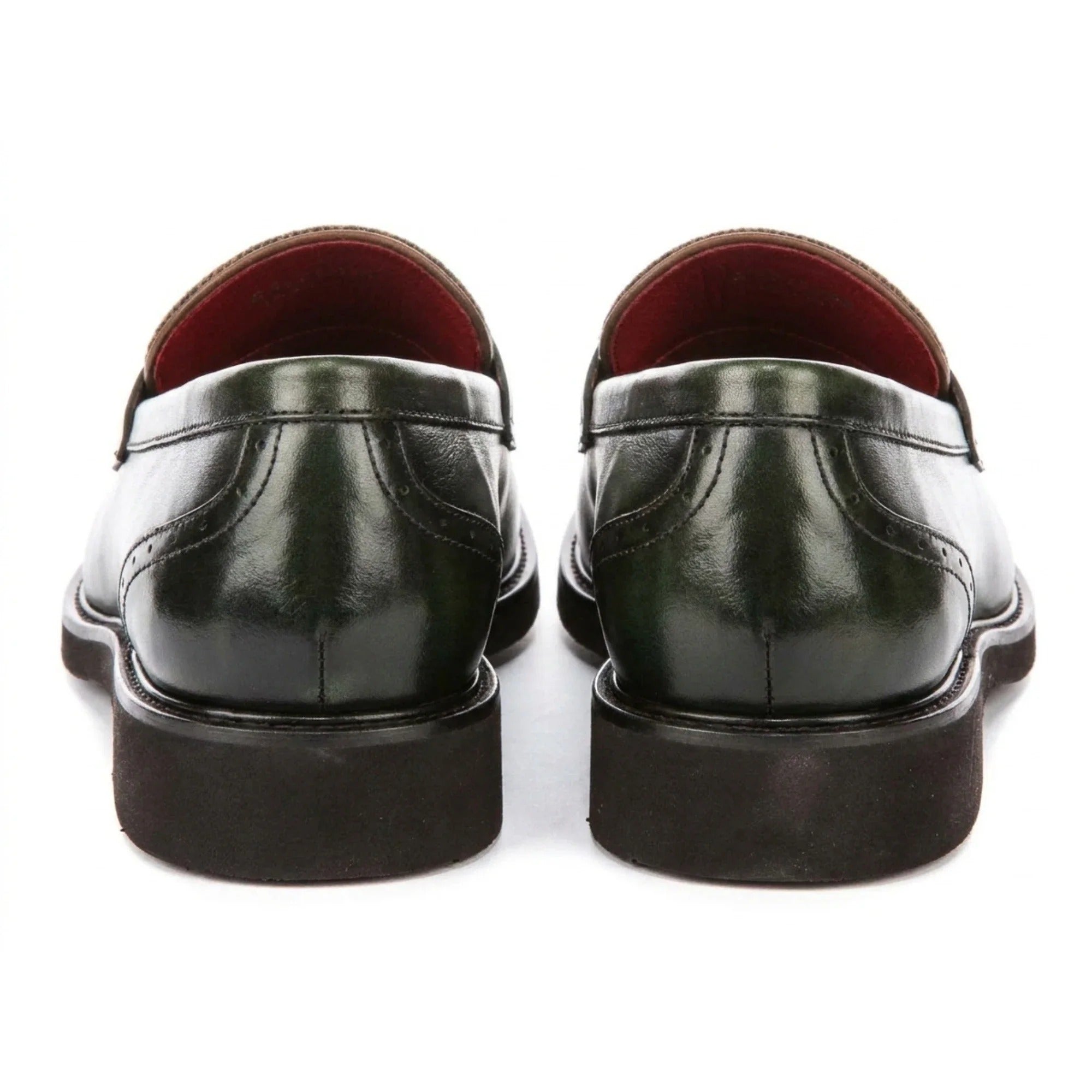 Tristian - Grüne Herren-Loafer aus Tweed mit Fischgrätmuster