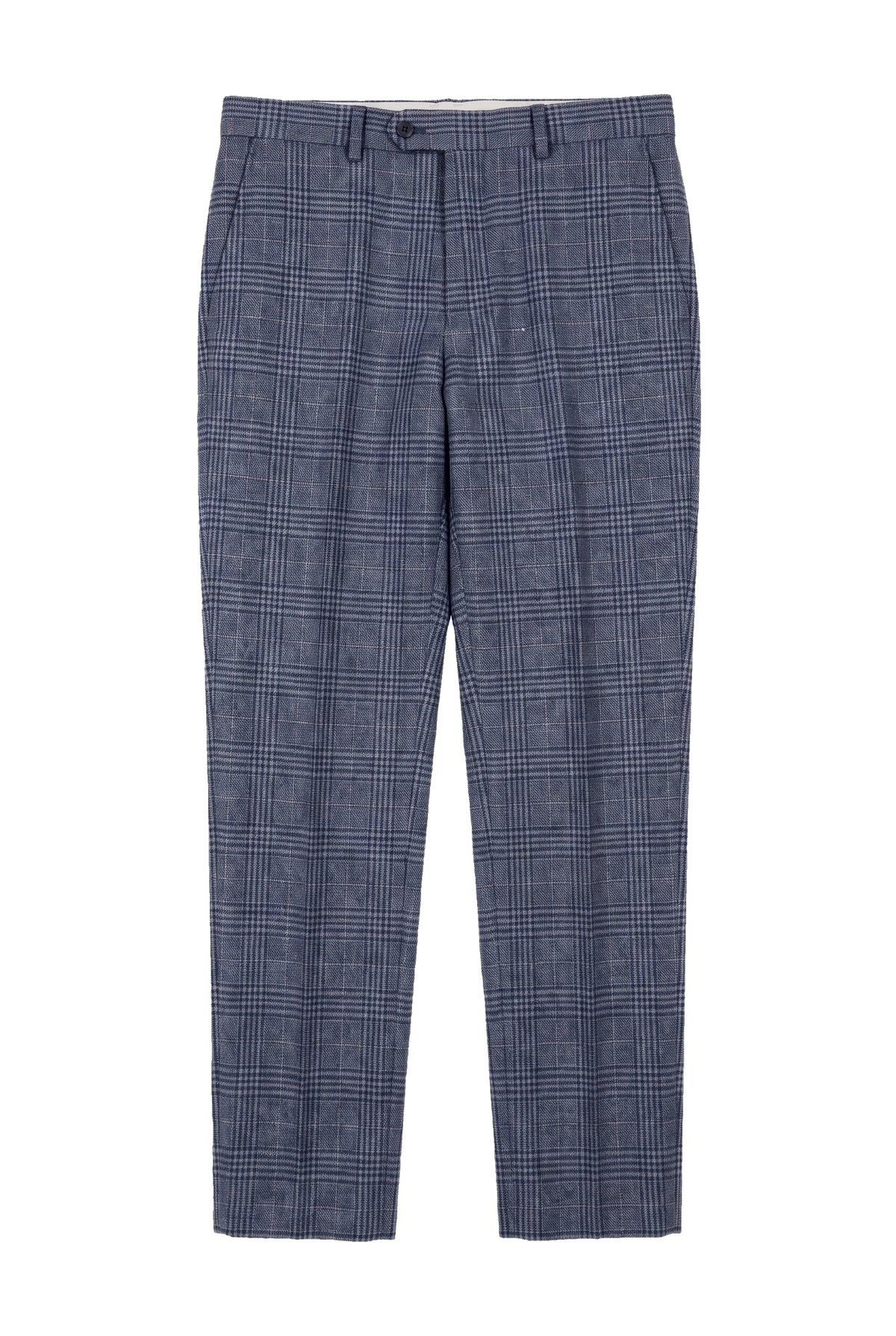 Victor - Herren Tweed Karo Blau Hochzeitshose