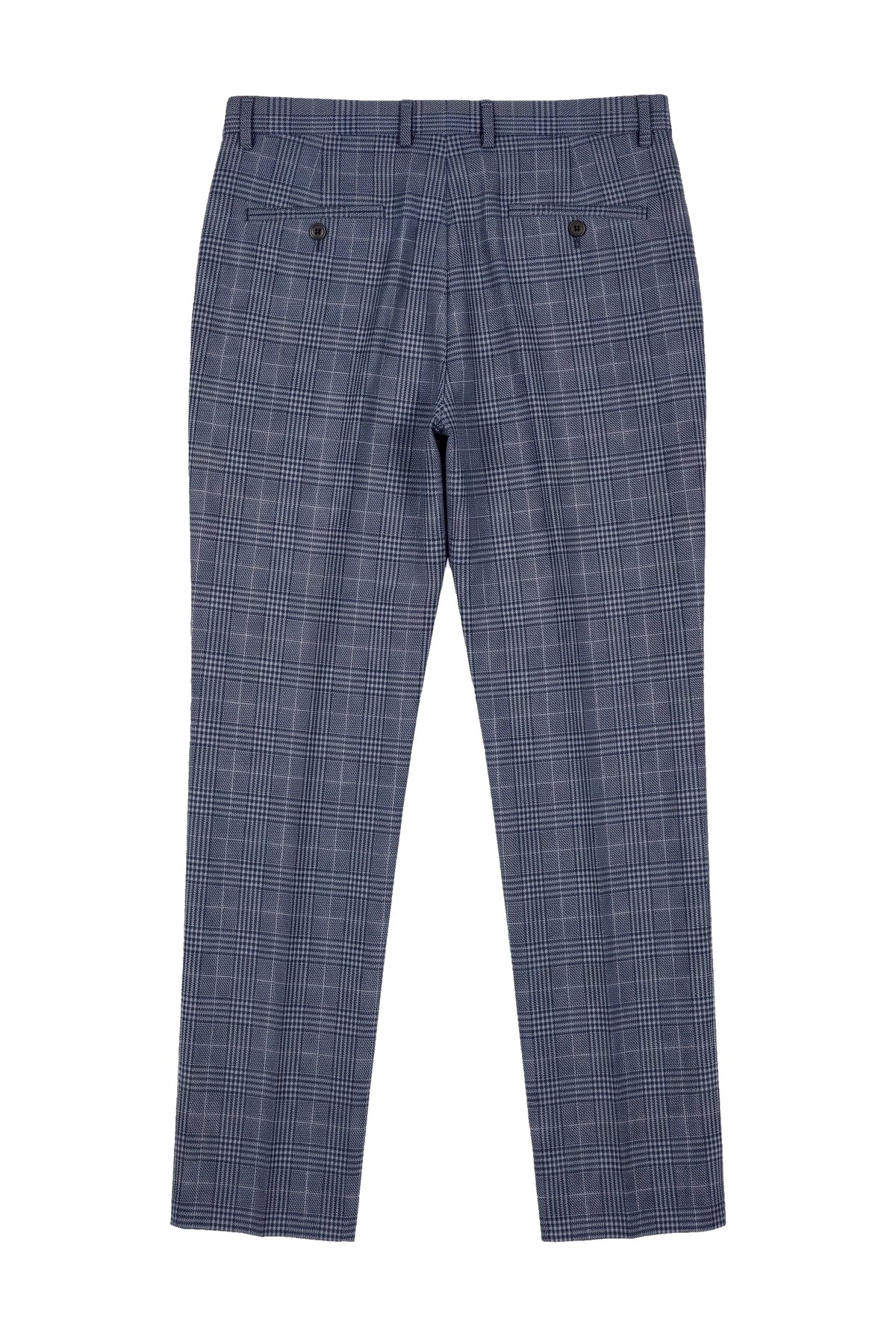 Victor - Herren Tweed Karo Blau Hochzeitshose
