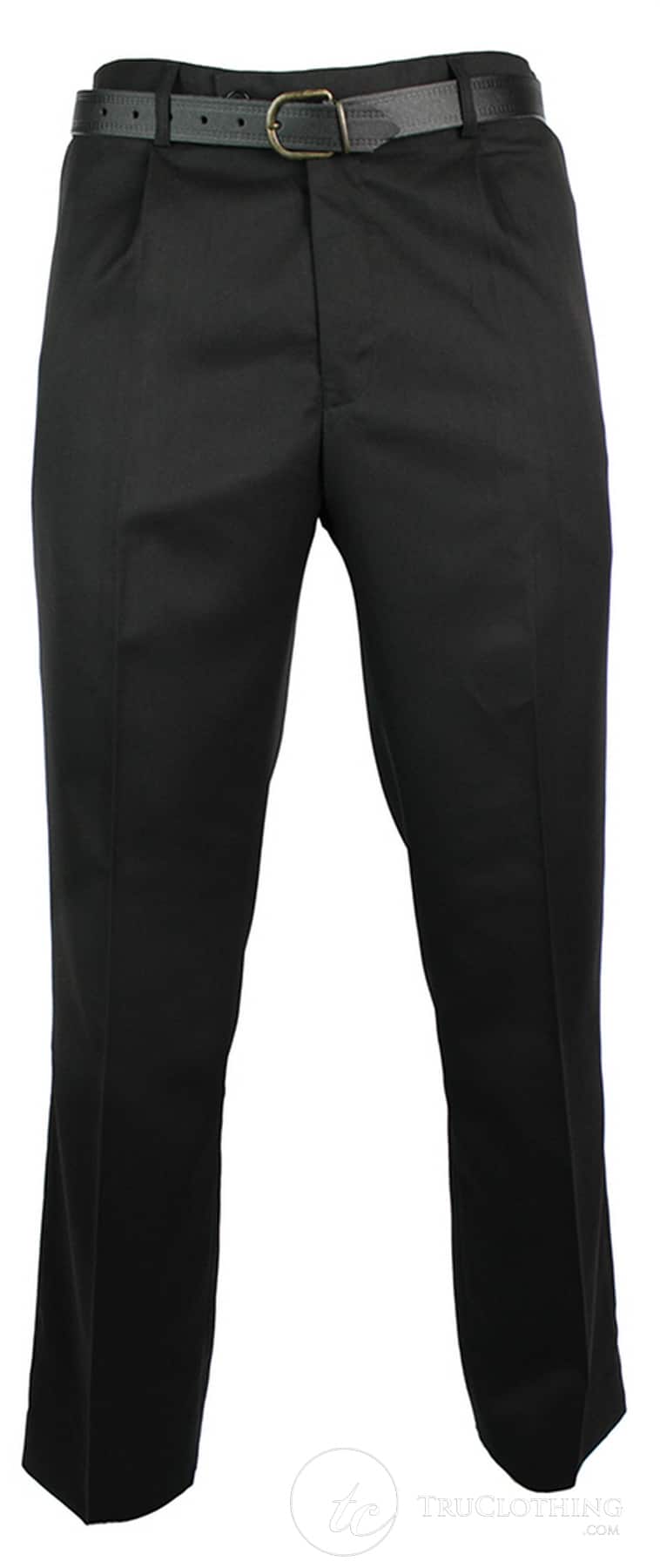 Mens Black Smart Work Office Wedding Trousers W Belt Short Reg Long