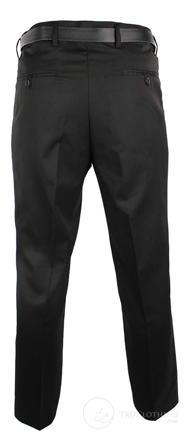 Mens Black Smart Work Office Wedding Trousers W Belt Short Reg Long