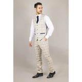 Warwick - Men's Beige Checked Waistcoat