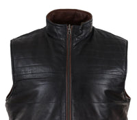 Mens Black & Brown Reversible Leather Gilet