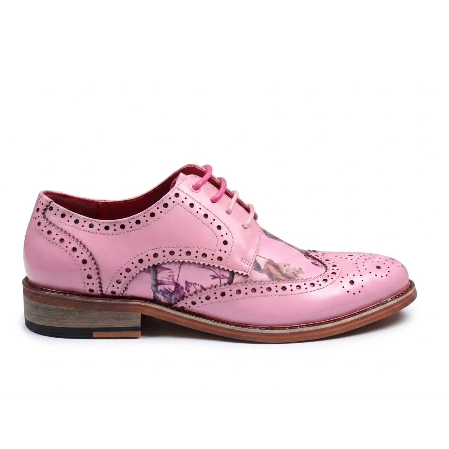 Wolf - Herren-Brogues mit rosa Blumenmuster