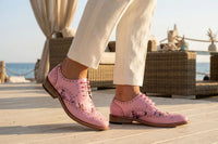 Wolf - Herren-Brogues mit rosa Blumenmuster
