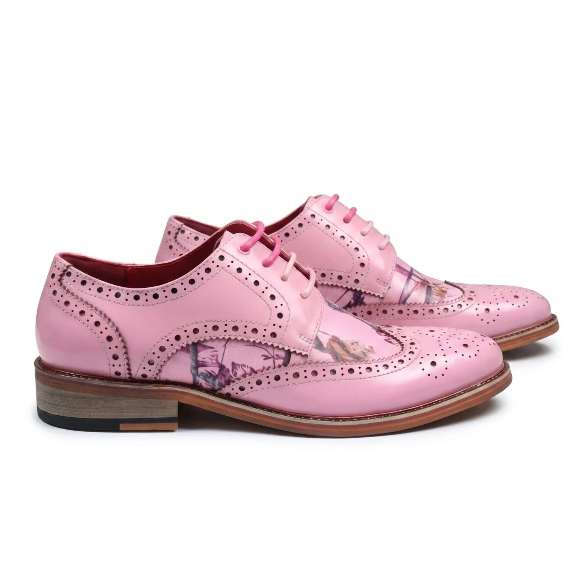 Wolf - Herren-Brogues mit rosa Blumenmuster