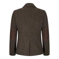 Womens Tweed Herringbone Blazer Brown 1920s Vintage Tailored Classic Smart