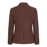 WS-12 - Damen-Tweed-Blazer, Fischgrätmuster, Wolle, Rostbraun