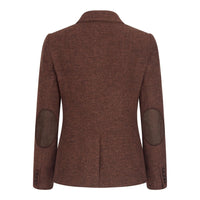 WS-12 - Damen-Tweed-Blazer, Fischgrätmuster, Wolle, Rostbraun