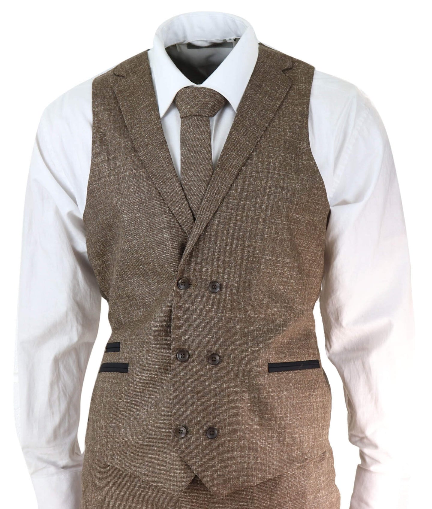 Mens 3 Piece Brown Tailored Fit Suit