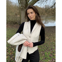 WSN15 - Damenweste aus cremefarbenem Wollmischgewebe und Tweed